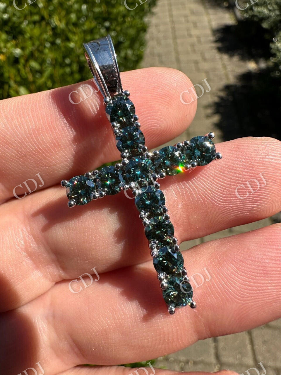 Moissanite Tennis Cross Iced Hip Hop Pendant  customdiamjewel   