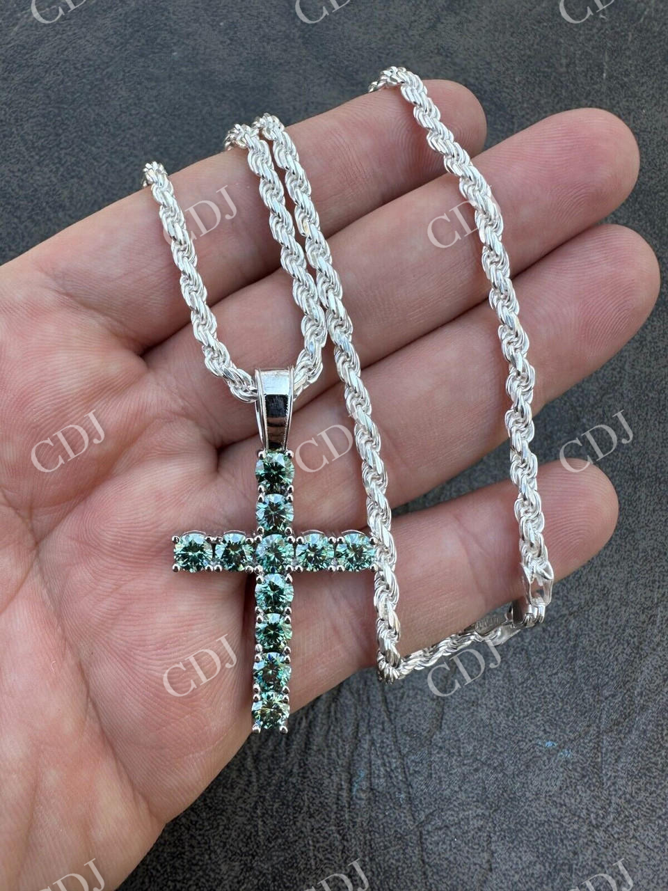 Moissanite Tennis Cross Iced Hip Hop Pendant  customdiamjewel   