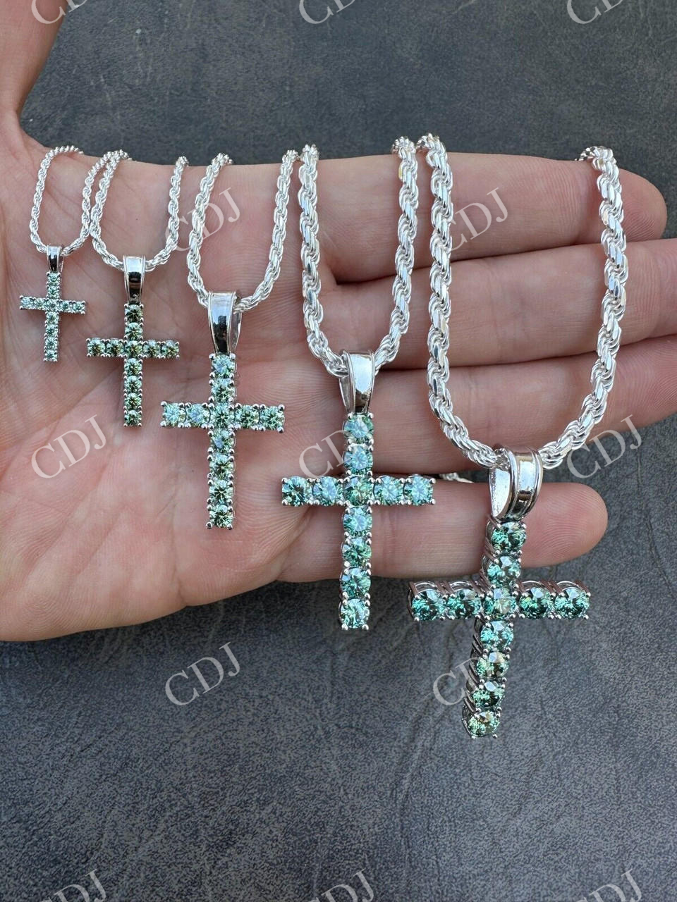 Moissanite Tennis Cross Iced Hip Hop Pendant  customdiamjewel   