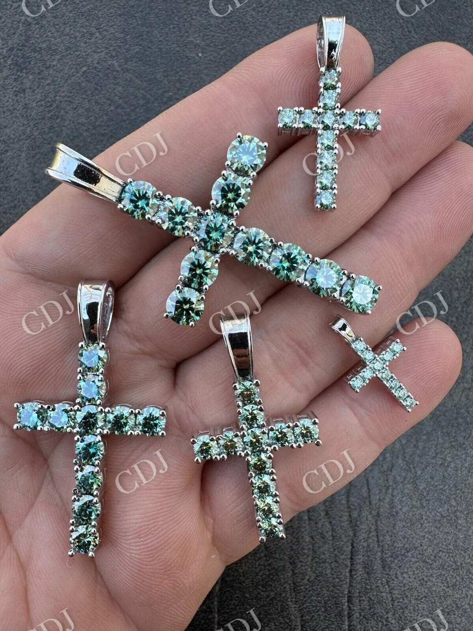 Moissanite Tennis Cross Iced Hip Hop Pendant  customdiamjewel   