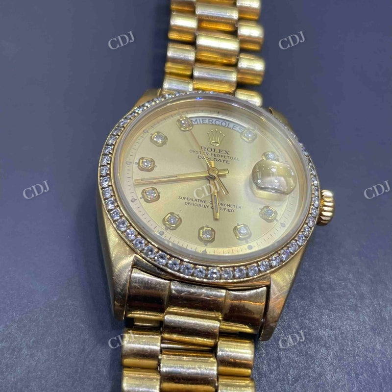 36mm Rolex Diamond On Bezel Moissanite Bust Down Watch  customdiamjewel   