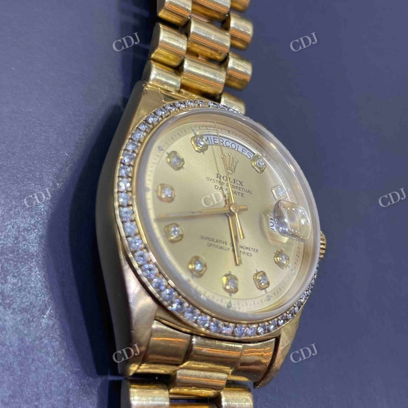 36mm Rolex Diamond On Bezel Moissanite Bust Down Watch  customdiamjewel   