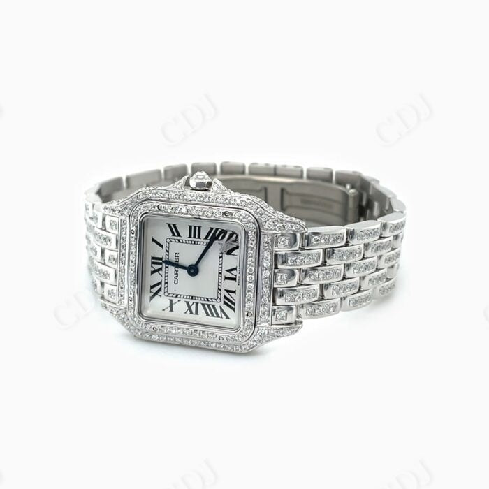 Custom Medium Model Cartier Diamond Watch  customdiamjewel   