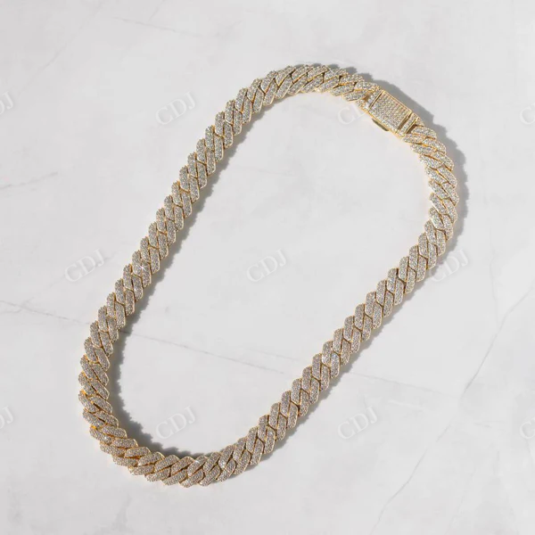 Sterling Silver Yellow Gold Diamond Cuban Link Chain  customdiamjewel   