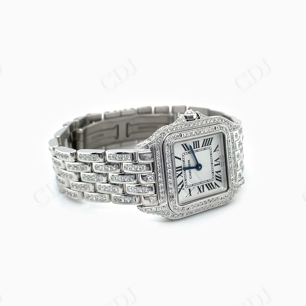 Custom Medium Model Cartier Diamond Watch  customdiamjewel   