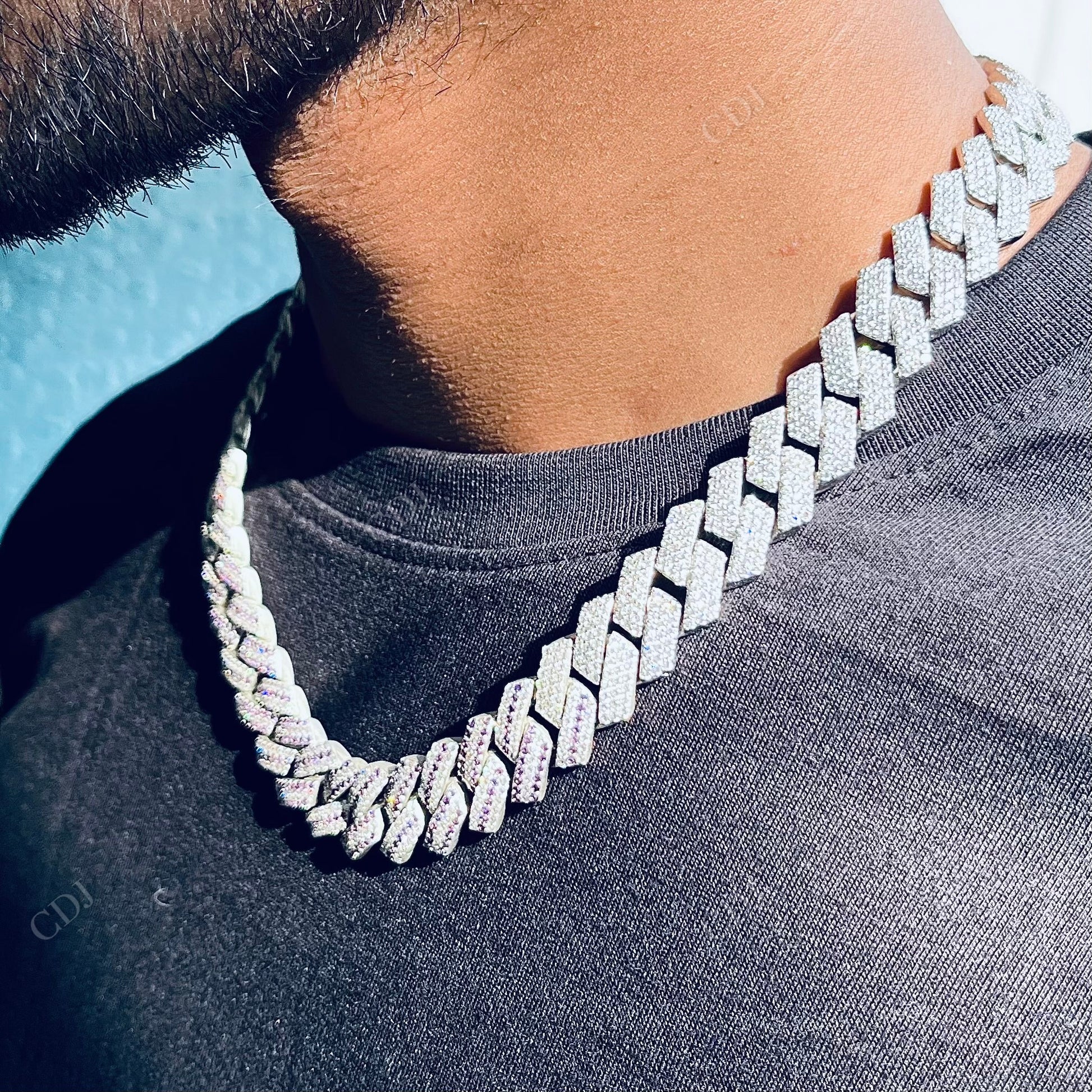 New Style 925 Silver Iced Out Diamond Cuban Chain hip hop jewelry CustomDiamJewel   