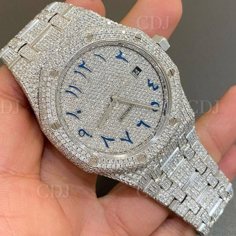 Iced Out Watch Moissanite Studded Diamond Hip Hop Men's Watch(25 To 28 CTW)  customdiamjewel   