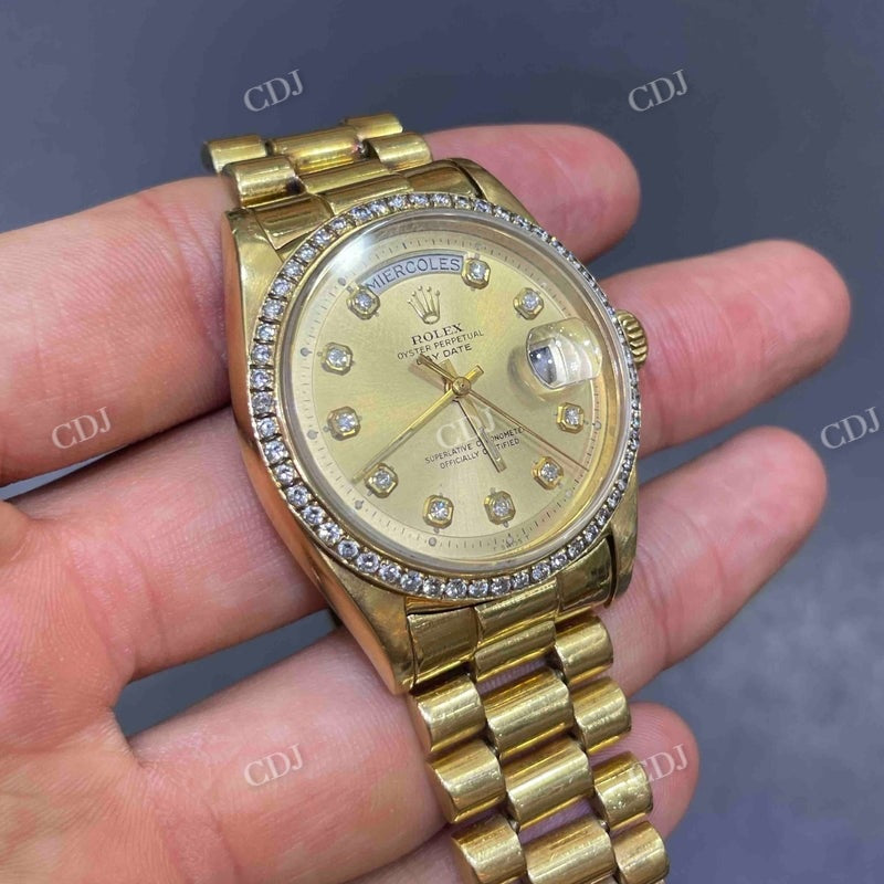 36mm Rolex Diamond On Bezel Moissanite Bust Down Watch  customdiamjewel   