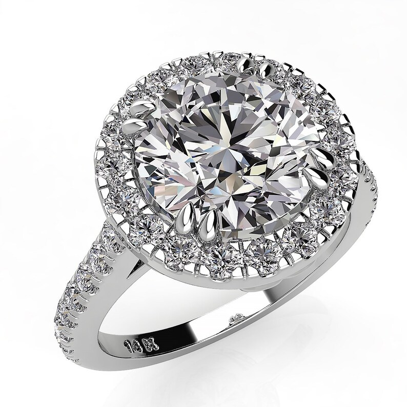 Round Cut Halo Eternity Engagement Ring  customdiamjewel   