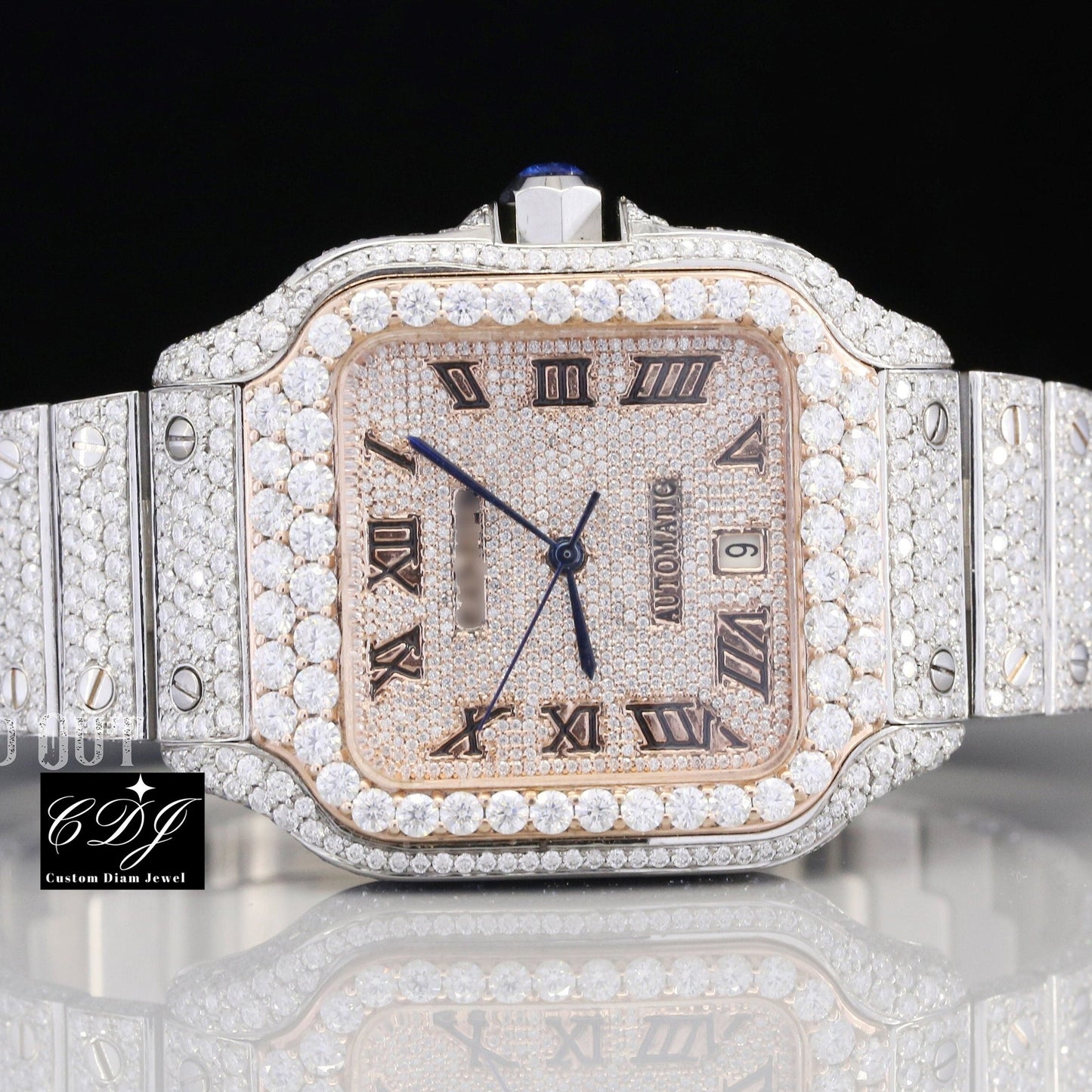 Fully Iced Out Lab Grown Diamond Watches Customized Manufacture Watches For Men Top Branded Wrist Watches Mechanical Automatic  customdiamjewel   