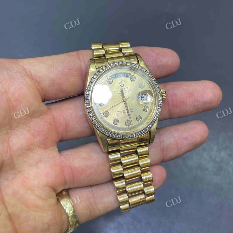 36mm Rolex Diamond On Bezel Moissanite Bust Down Watch  customdiamjewel   