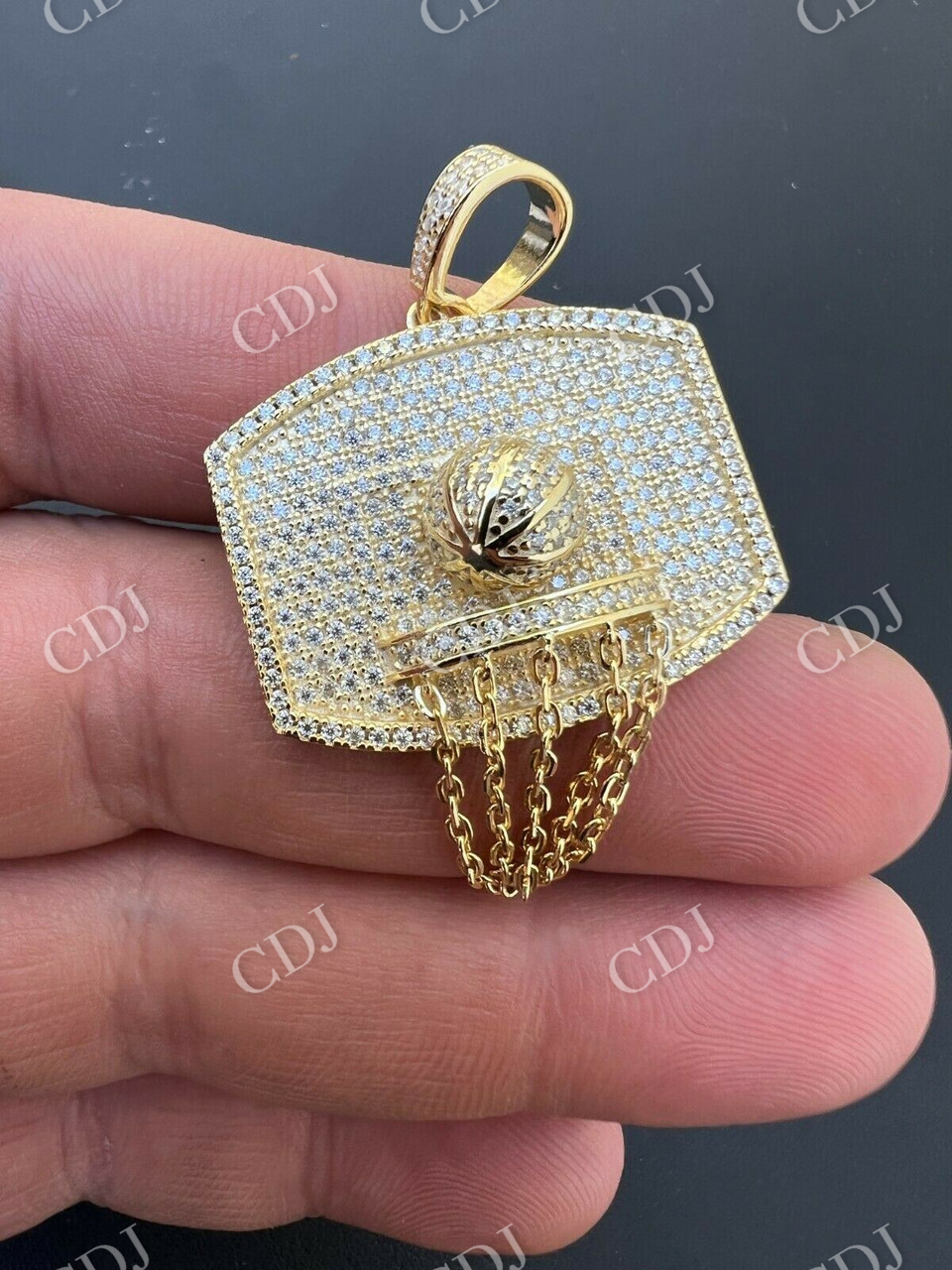 Moissanite Basketball Hoop Pendant  customdiamjewel   