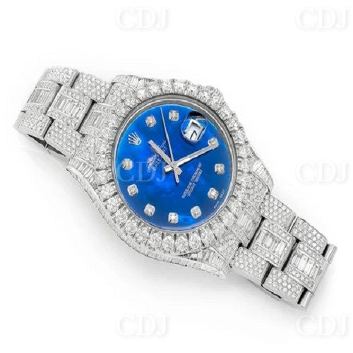 Iced Out VVS Moissanite Diamond Watch Rolex Date Just Diamond Watch 22.95CTW  customdiamjewel   