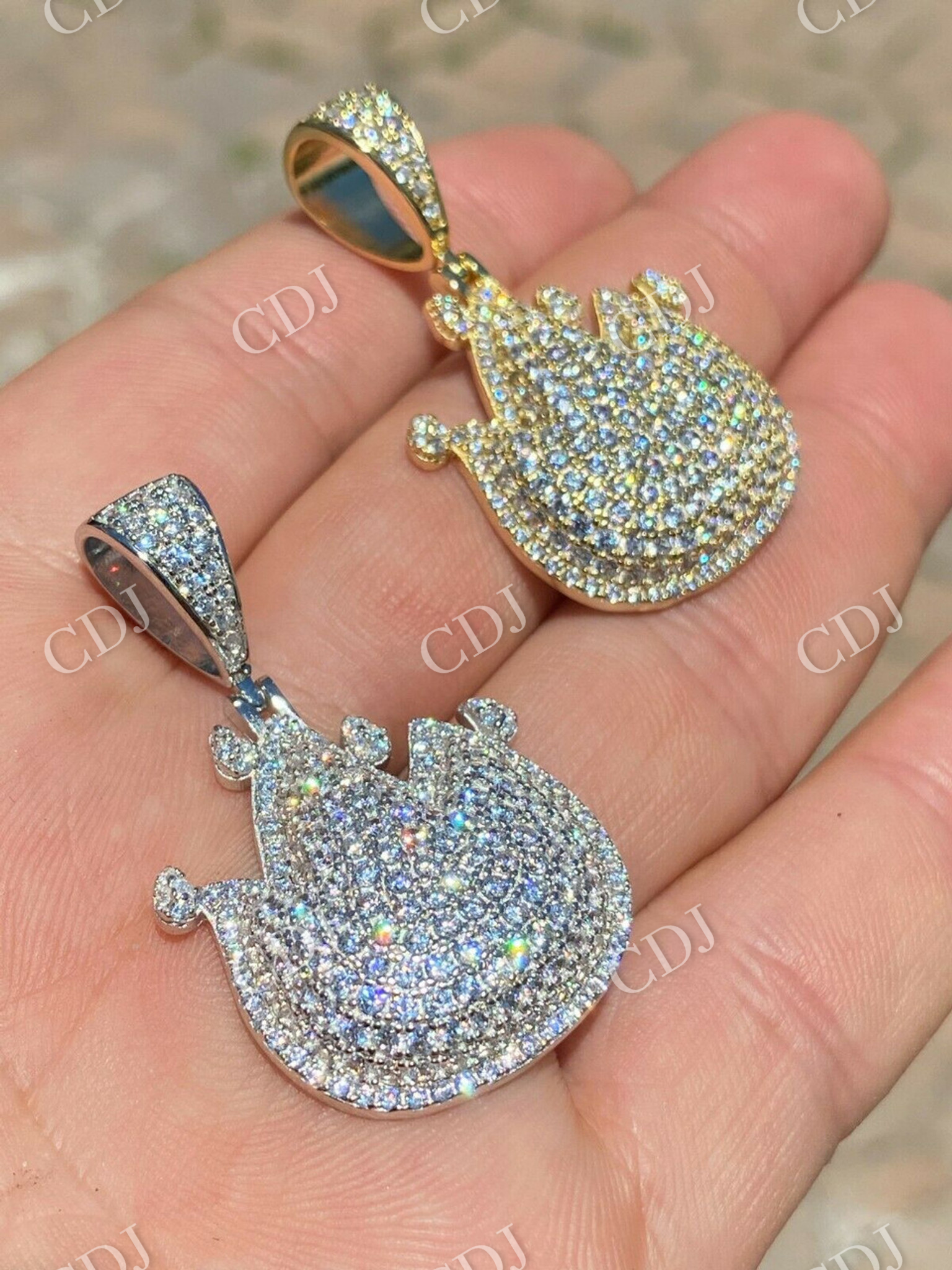 Hip Hop Fire Emoji Diamond Pendant  customdiamjewel   