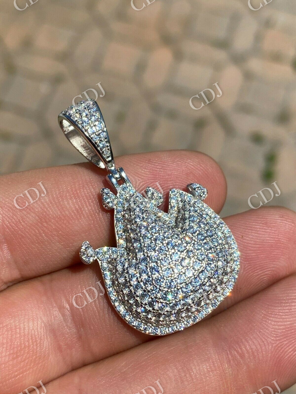 Hip Hop Fire Emoji Diamond Pendant  customdiamjewel   