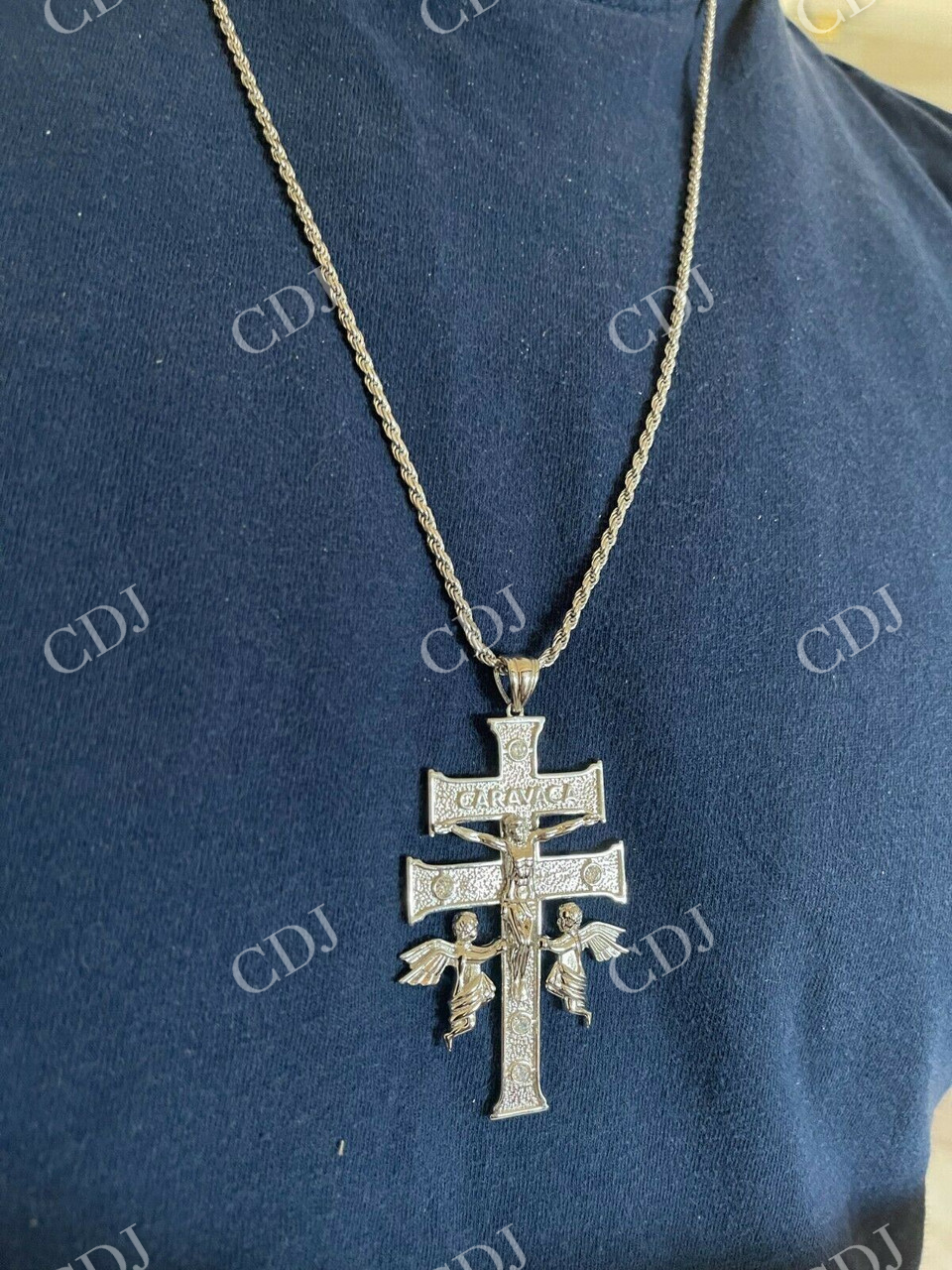 Caravaca Cross Double Crucifix Mens Hip Hop Pendant  customdiamjewel   