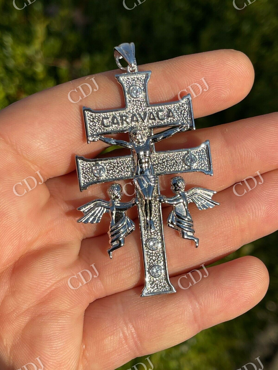 Caravaca Cross Double Crucifix Mens Hip Hop Pendant  customdiamjewel   