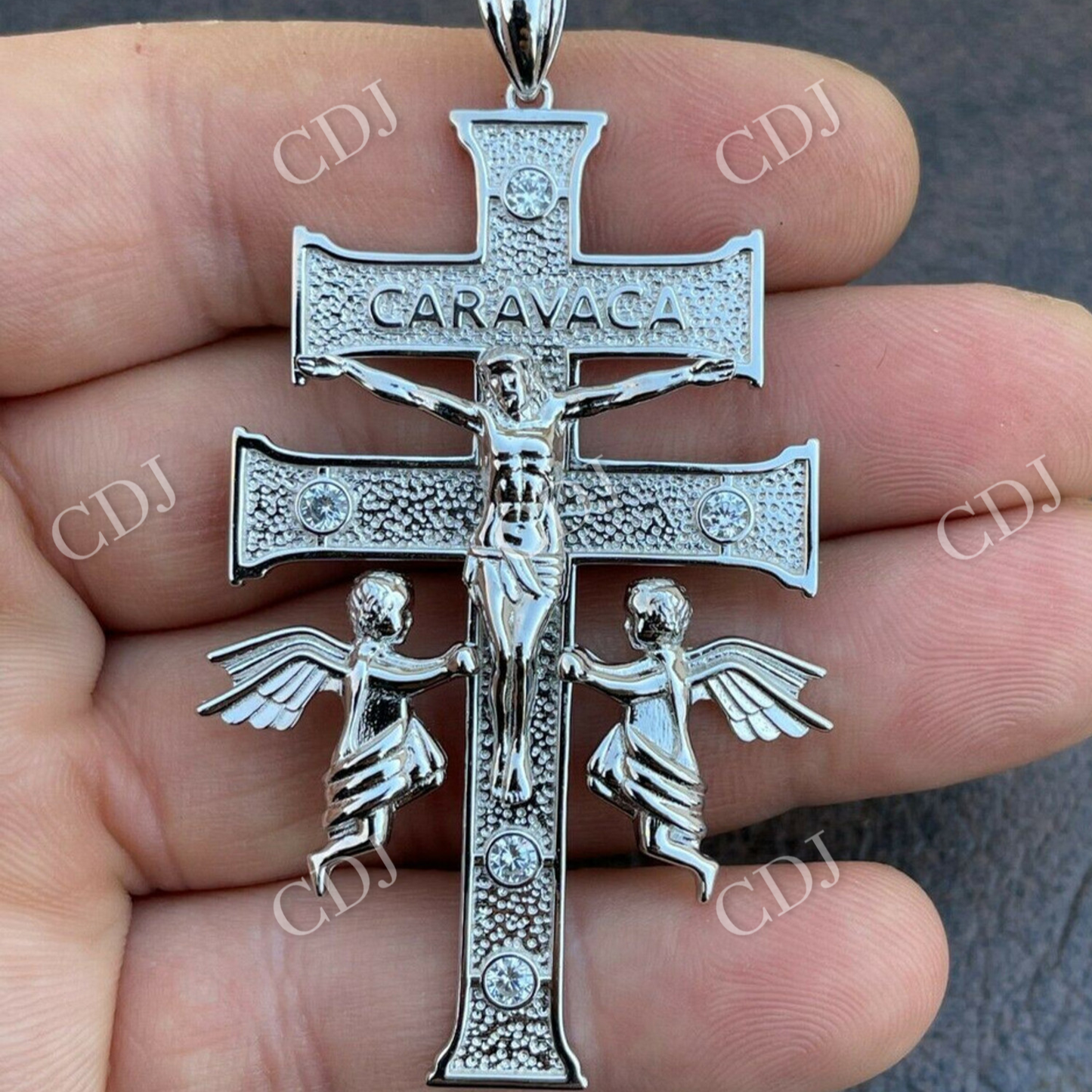 Caravaca Cross Double Crucifix Mens Hip Hop Pendant  customdiamjewel   