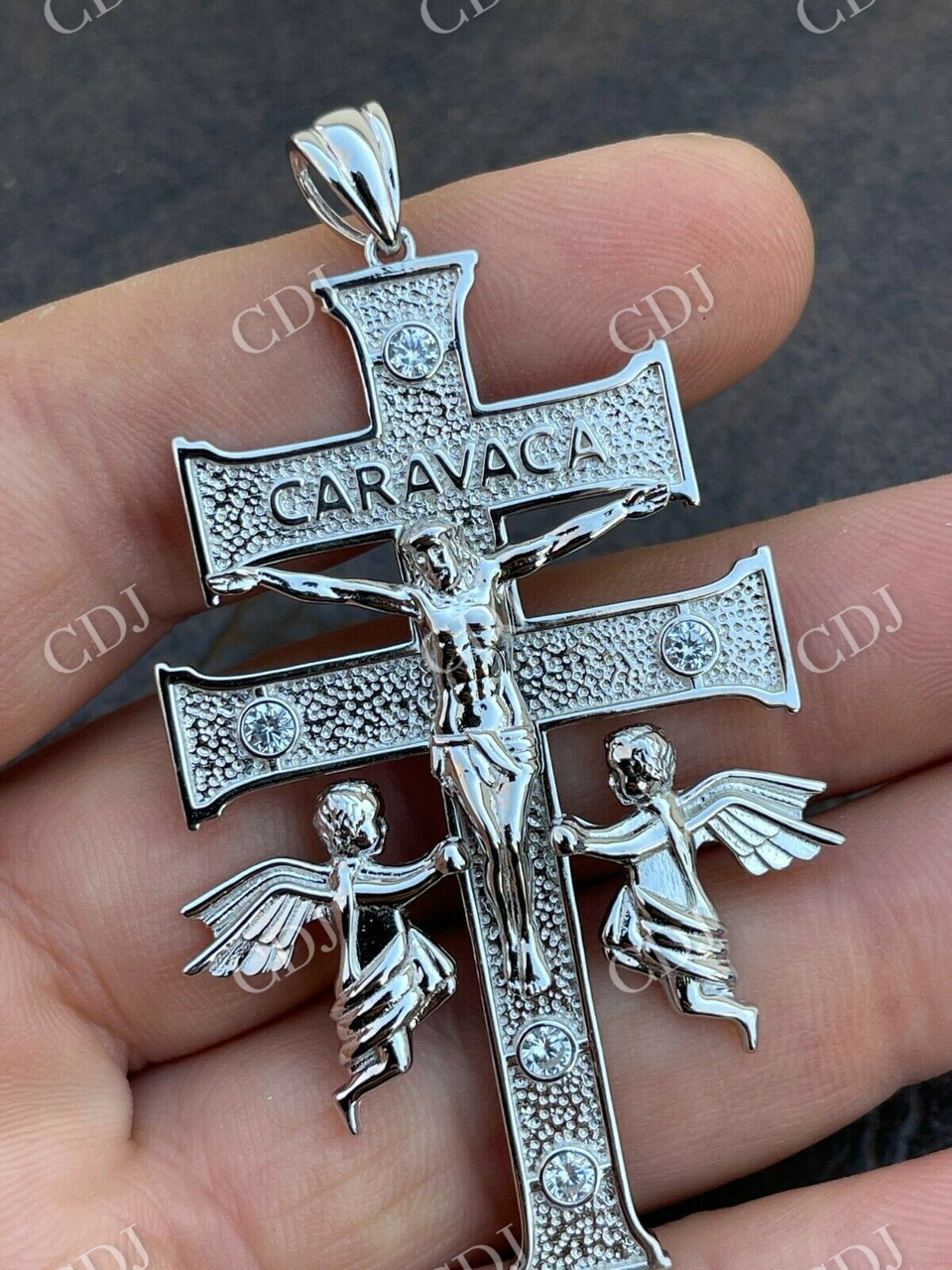 Caravaca Cross Double Crucifix Mens Hip Hop Pendant  customdiamjewel   