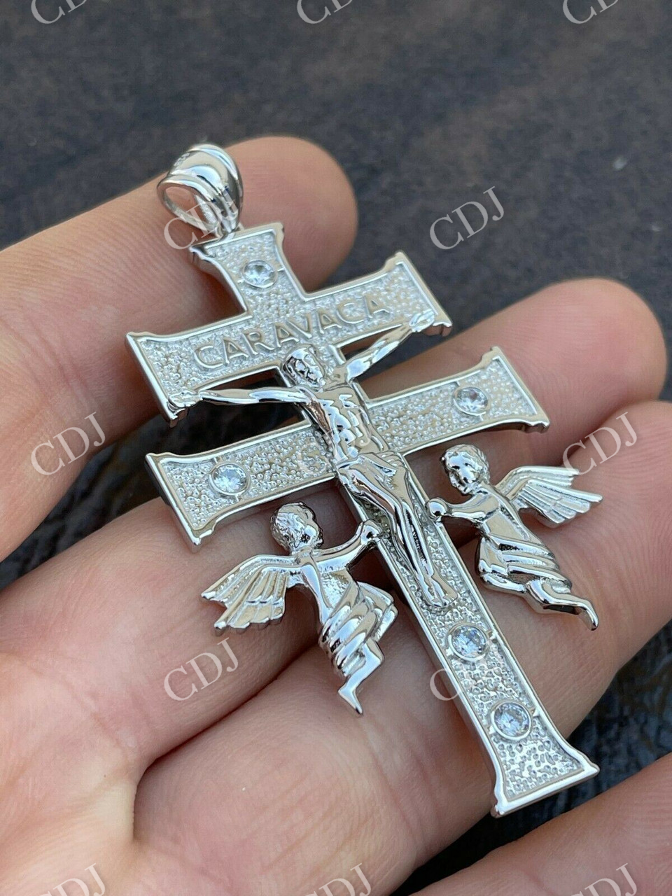 Caravaca Cross Double Crucifix Mens Hip Hop Pendant  customdiamjewel   