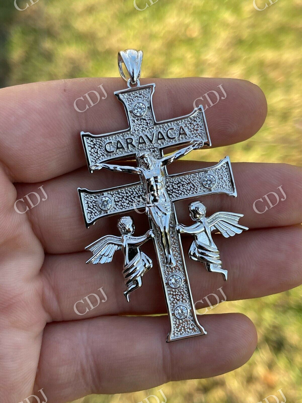 Caravaca Cross Double Crucifix Mens Hip Hop Pendant  customdiamjewel   