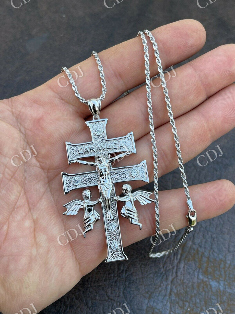 Caravaca Cross Double Crucifix Mens Hip Hop Pendant  customdiamjewel   