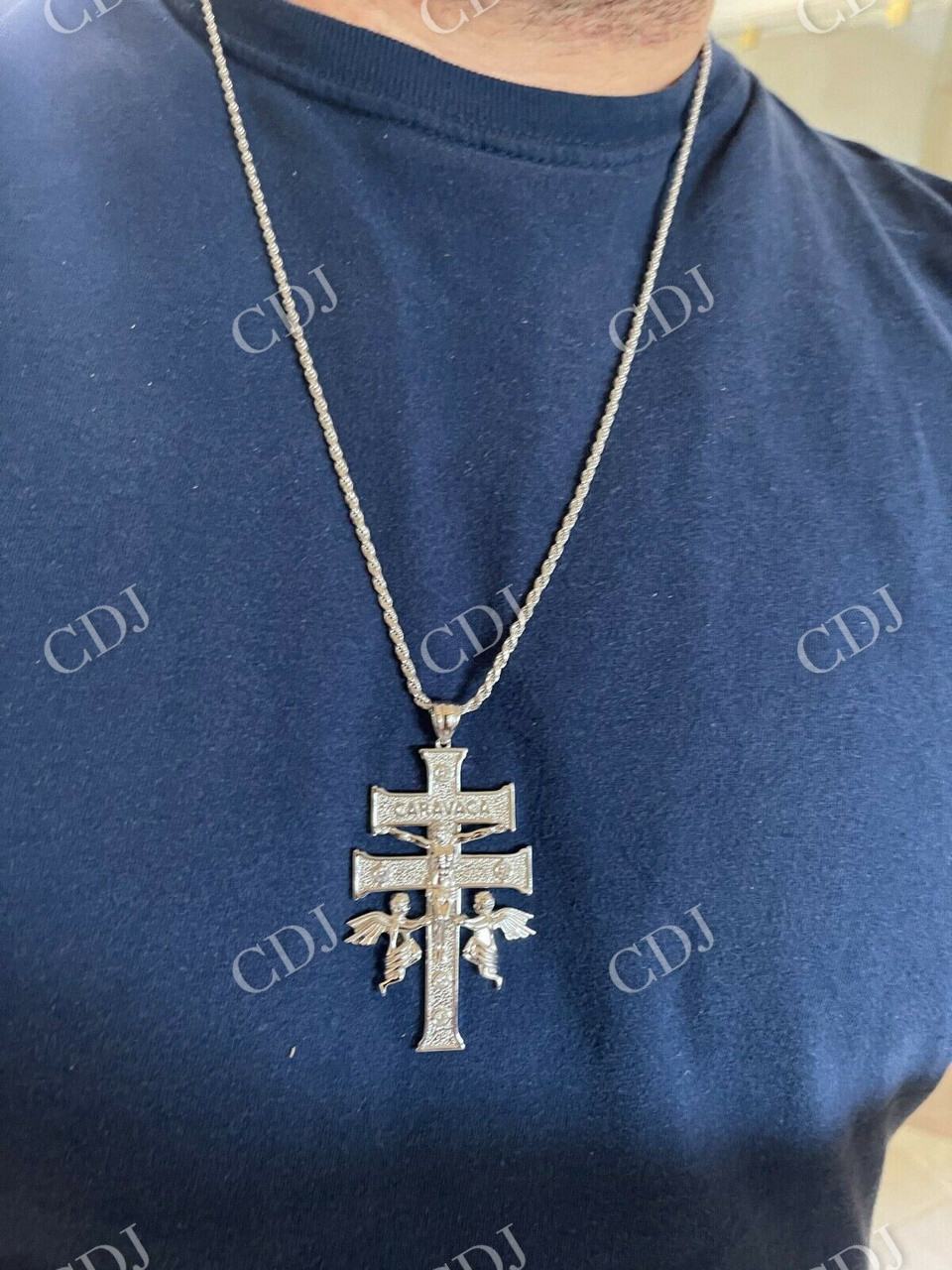 Caravaca Cross Double Crucifix Mens Hip Hop Pendant  customdiamjewel   