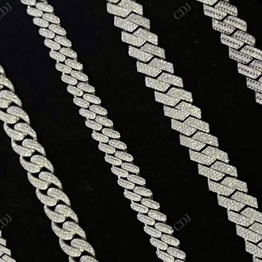 Trendy Iced Out Diamond Silver Cuban Chain hip hop jewelry CustomDiamJewel   