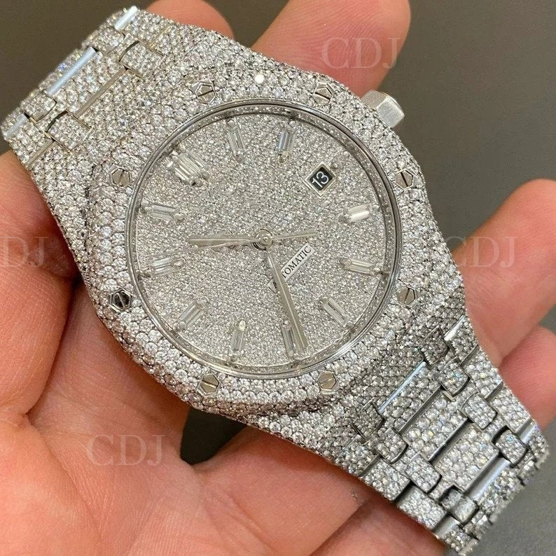 Iced Out Special Buss Down Diamond Automatic Stainless Steel Watch (25 To 28 CTW)  customdiamjewel   