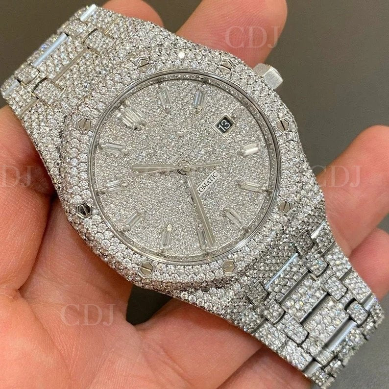 Iced Out Special Buss Down Diamond Automatic Stainless Steel Watch (25 To 28 CTW)  customdiamjewel   