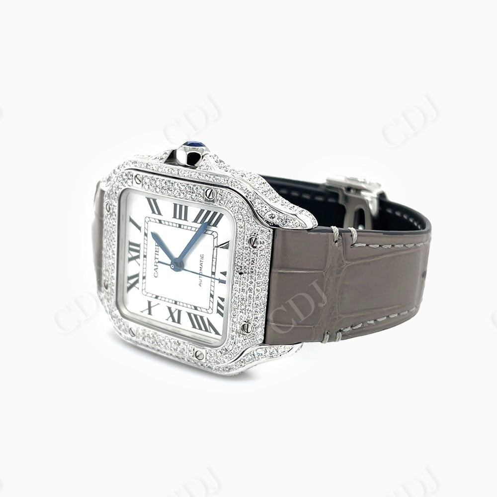 Cartier Santos Custom Diamond Watch  customdiamjewel   