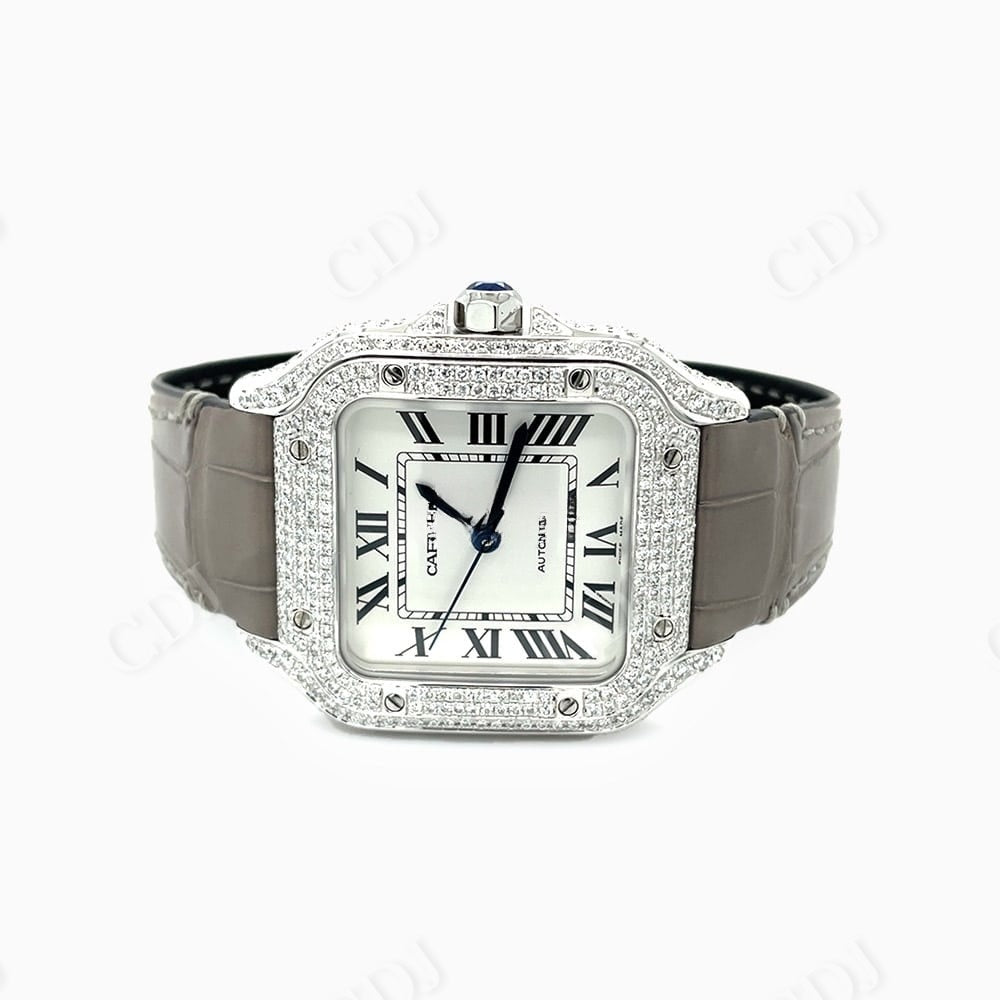 Cartier Santos Custom Diamond Watch  customdiamjewel   