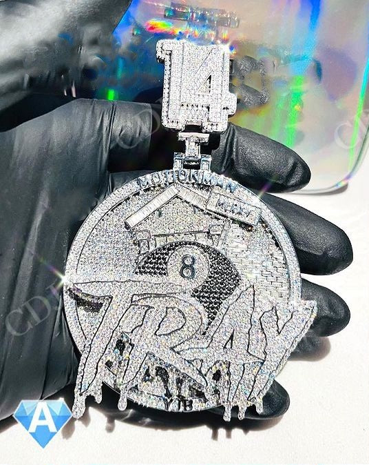 Custom Letter Fully Iced Out VVS Moissanite Diamond 925 Sterling Silver Pendant hip hop jewelry CustomDiamJewel   