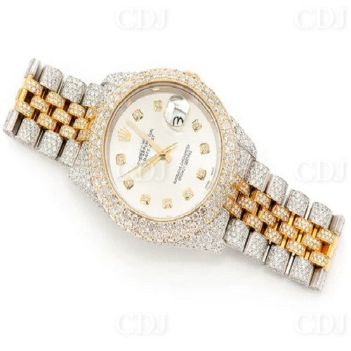 Real Diamond Watches for Men Two Tone Gold Plated Hip Hop Iced Out Jewelry  customdiamjewel   