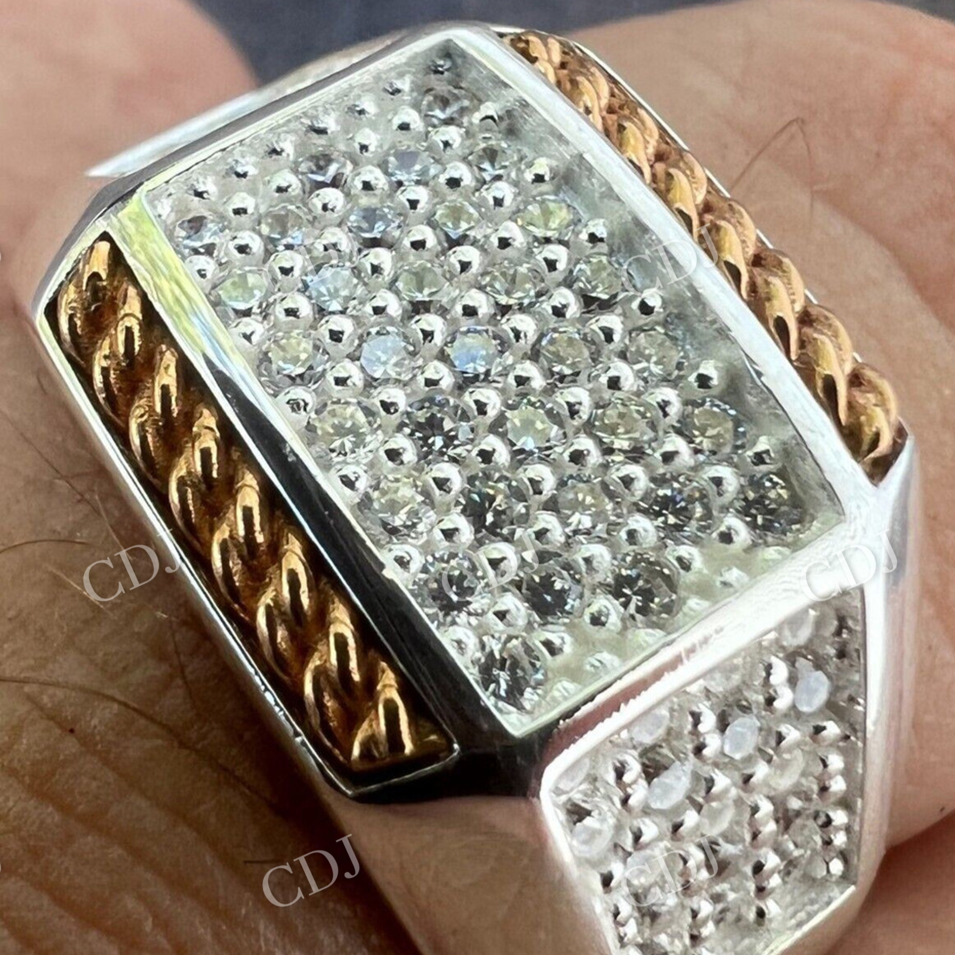 14k Rose Gold Accent Iced Out Ring  customdiamjewel   