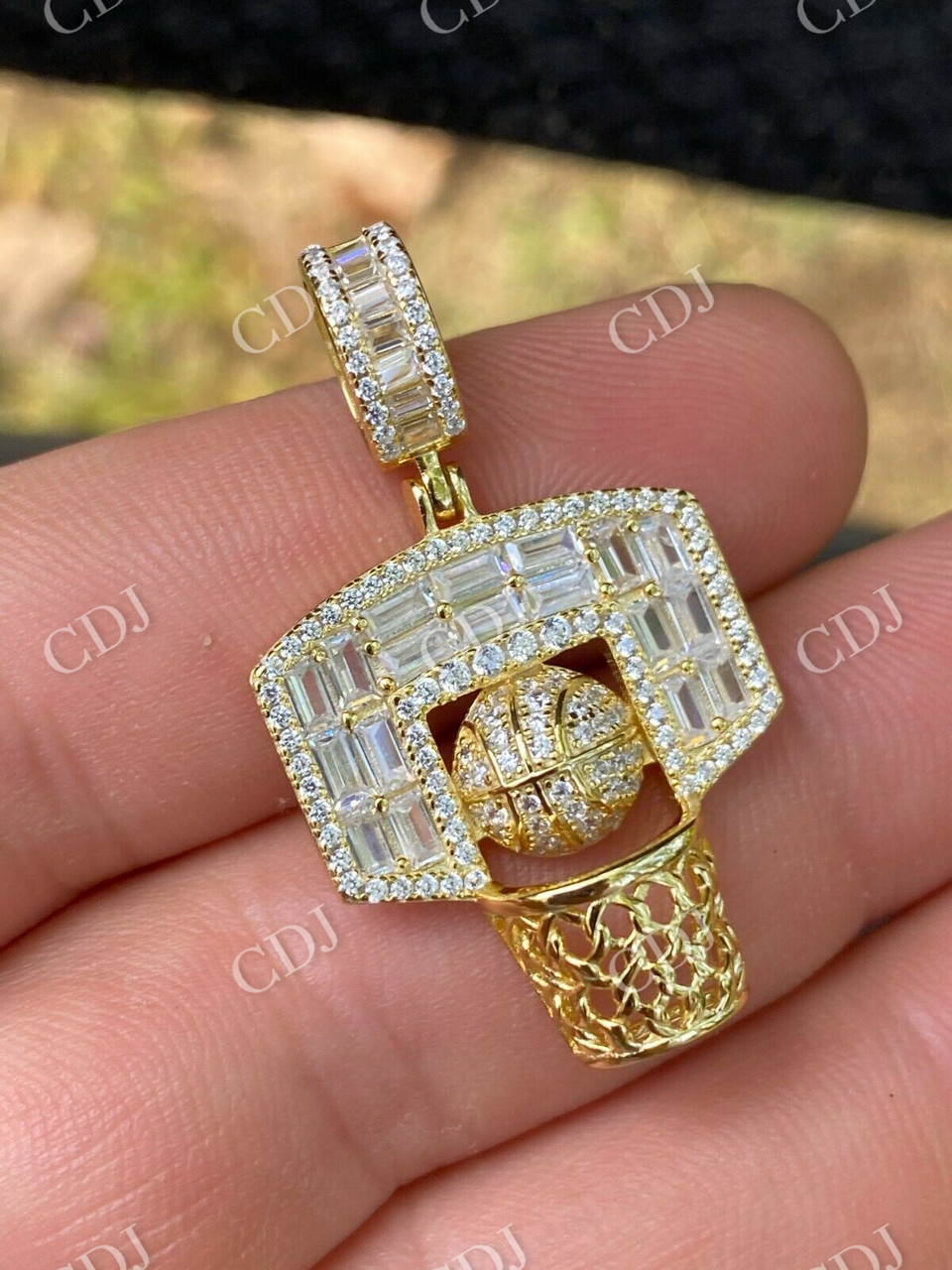 Hip Hop Basketball Baguette Diamond Pendant  customdiamjewel   