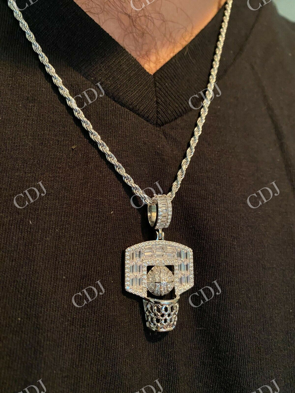 Hip Hop Basketball Baguette Diamond Pendant  customdiamjewel   