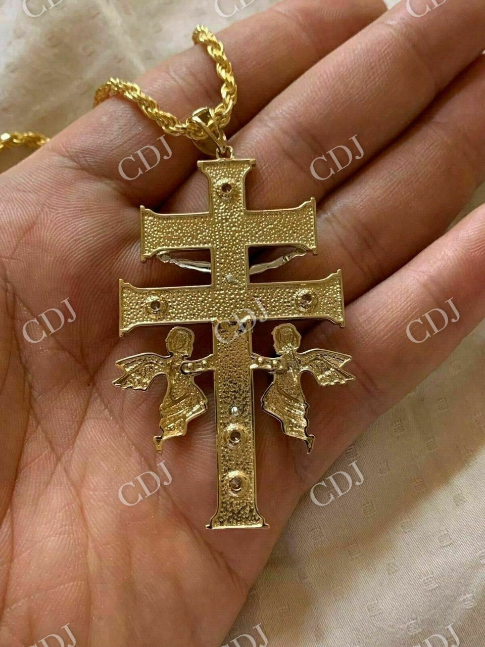 Caravaca Cross Double Crucifix Diamond Pendant  customdiamjewel   