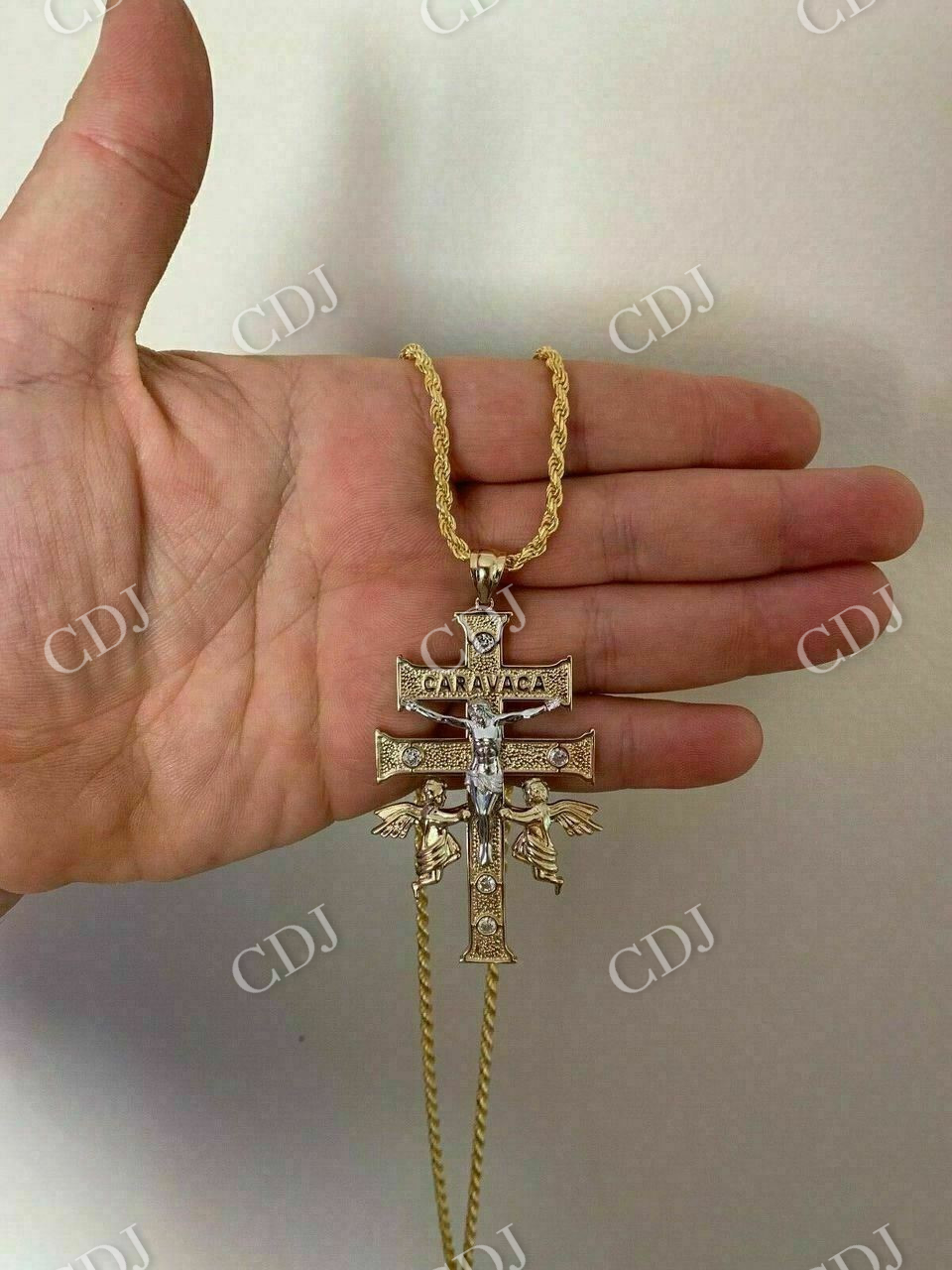 Caravaca Cross Double Crucifix Diamond Pendant  customdiamjewel   