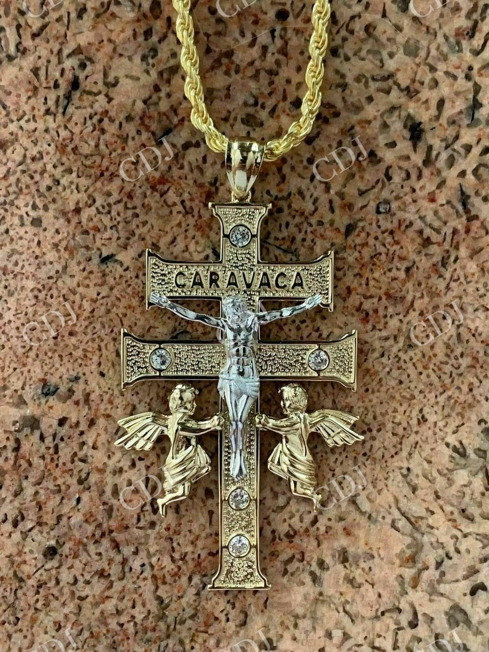 Caravaca Cross Double Crucifix Diamond Pendant  customdiamjewel   