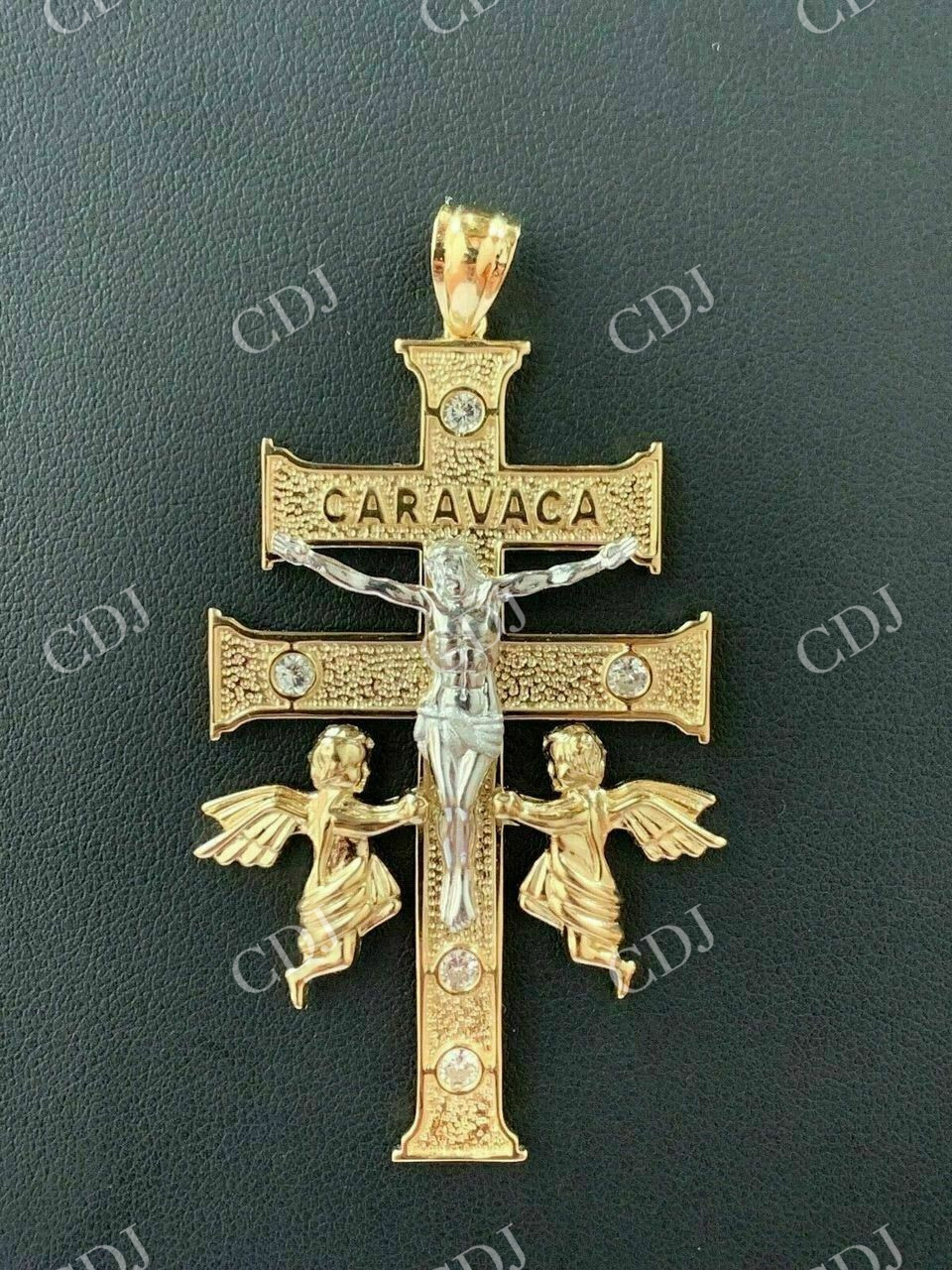 Caravaca Cross Double Crucifix Diamond Pendant  customdiamjewel   