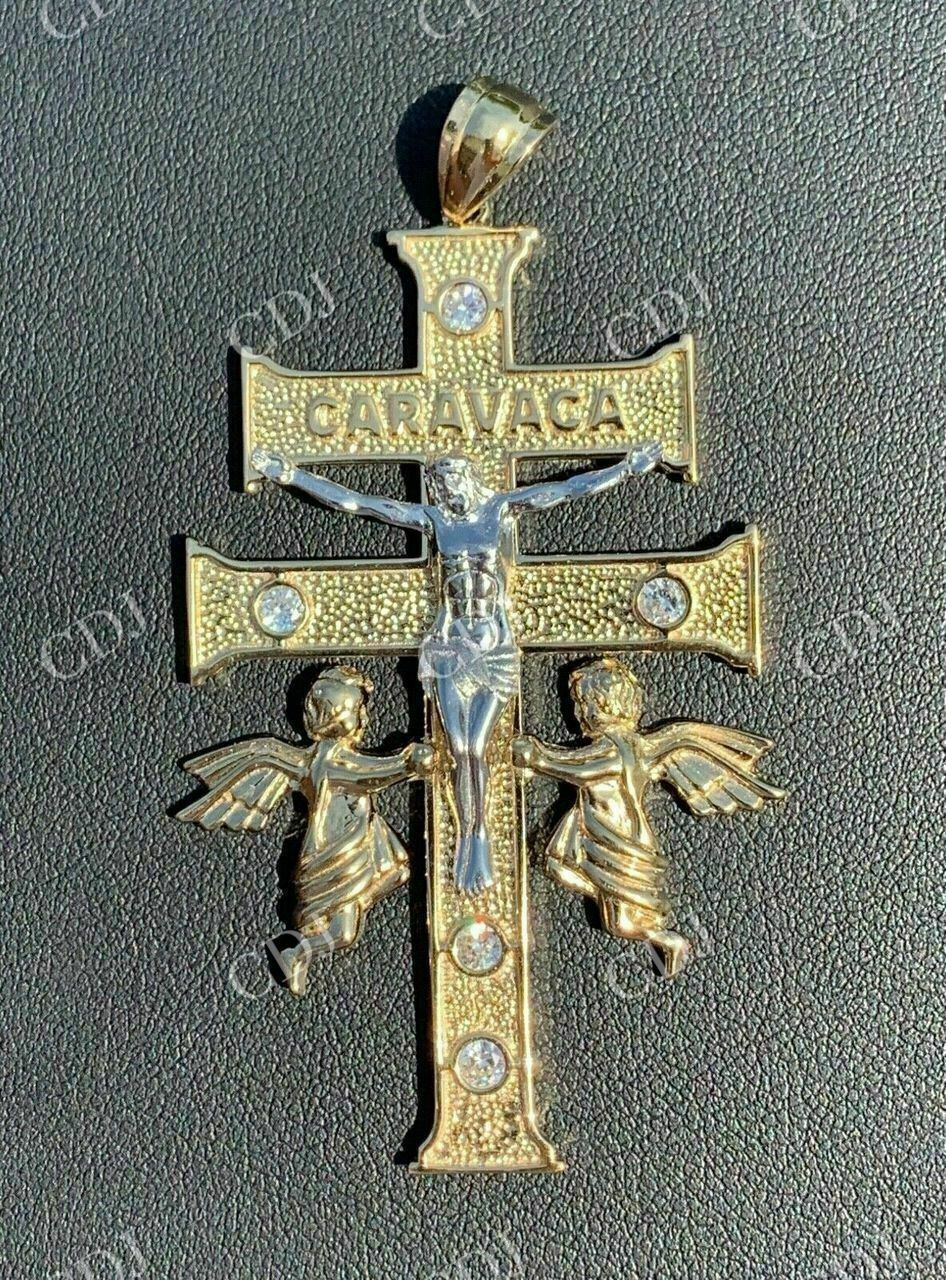 Caravaca Cross Double Crucifix Diamond Pendant  customdiamjewel   