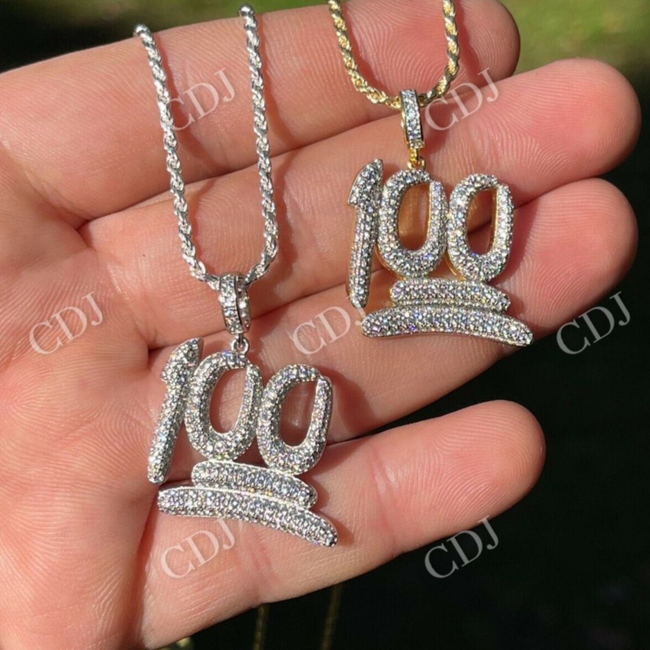 100 Hundred Iced Diamond Hip Hop Pendant  customdiamjewel   