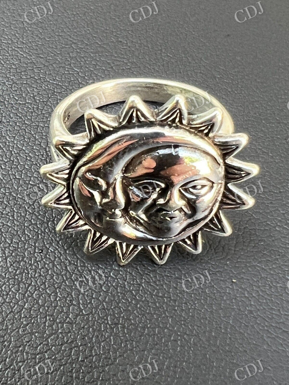 Celestial Crescent Sun & Moon Ring  customdiamjewel   