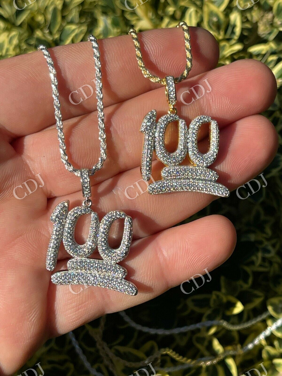 100 Hundred Iced Diamond Hip Hop Pendant  customdiamjewel   