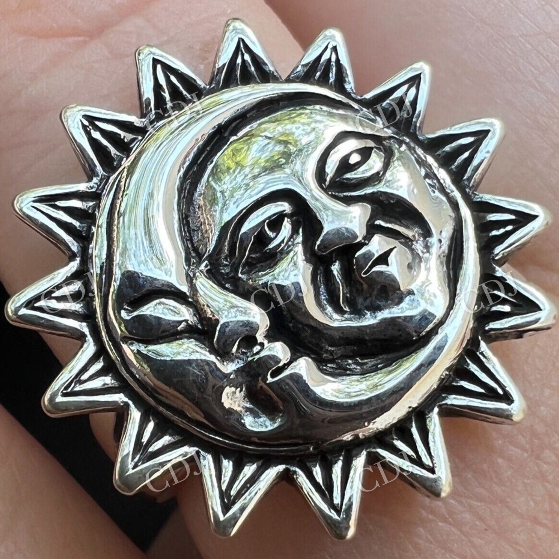 Celestial Crescent Sun & Moon Ring  customdiamjewel   