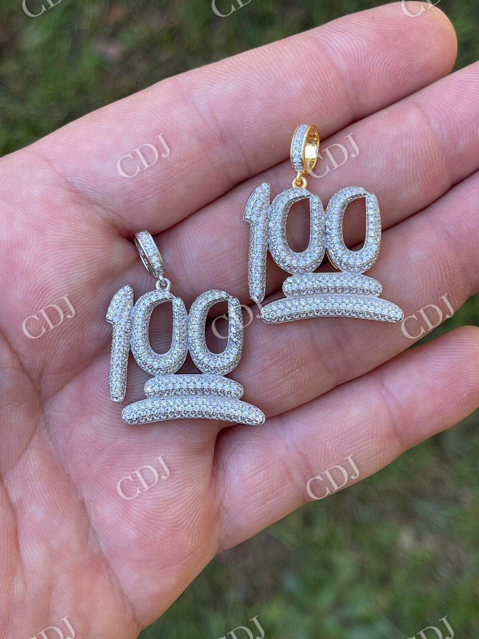 100 Hundred Iced Diamond Hip Hop Pendant  customdiamjewel   