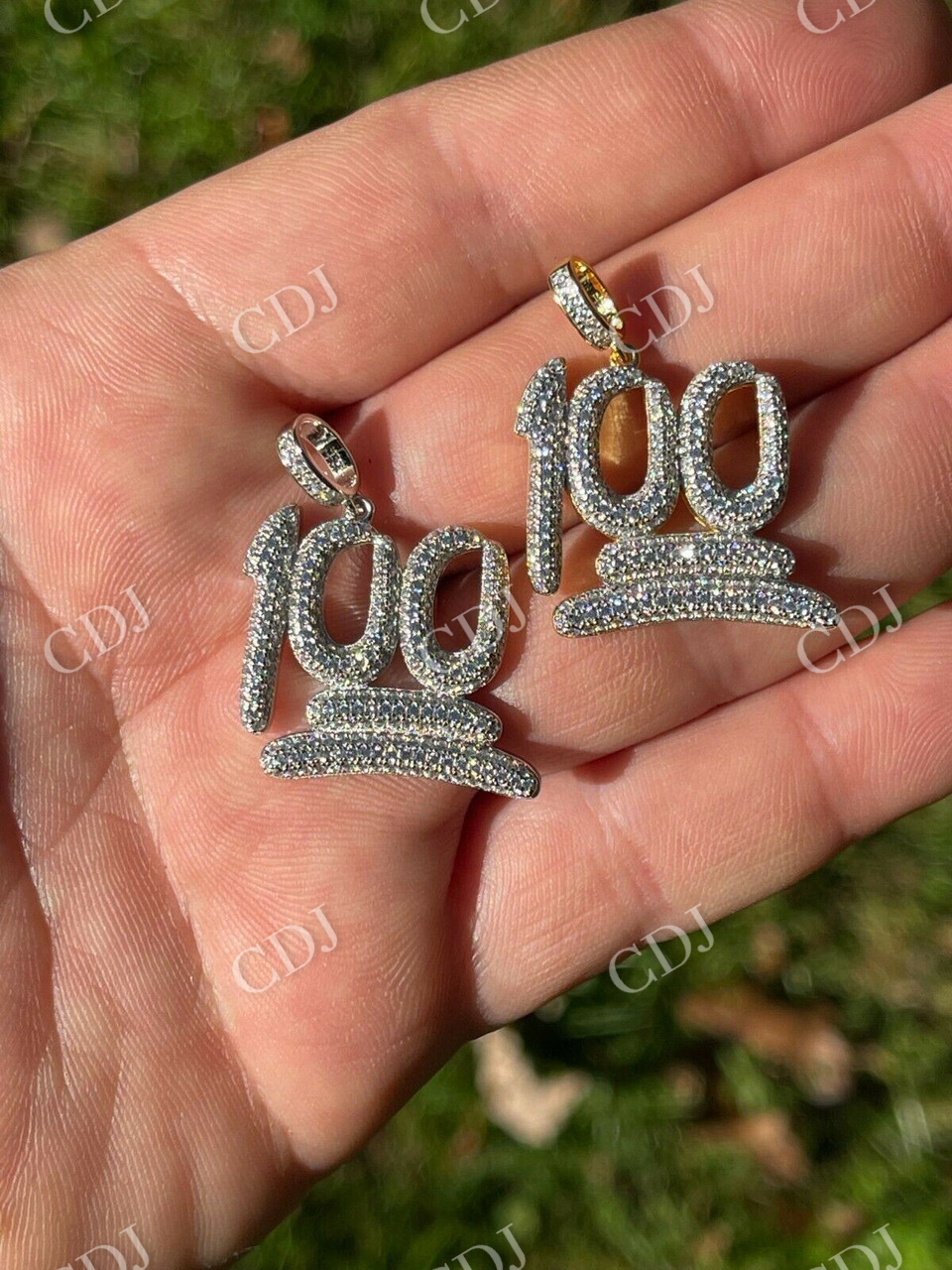 100 Hundred Iced Diamond Hip Hop Pendant  customdiamjewel   