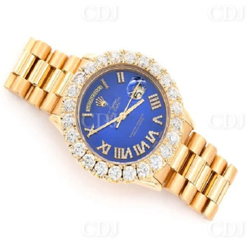 High Quality Trendy Hip Hop Bling Iced Out Studded Watches Bust Down Custom Natural Diamond 14K Gold Plated Mens Wrist Watch  customdiamjewel   