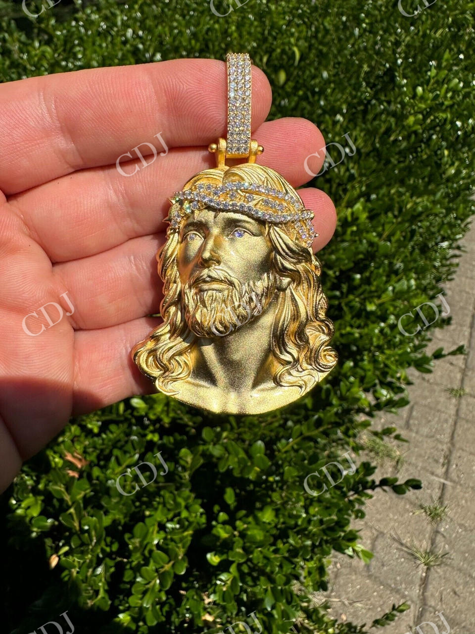 Moissanite Jesus Piece Iced Pendant  customdiamjewel   